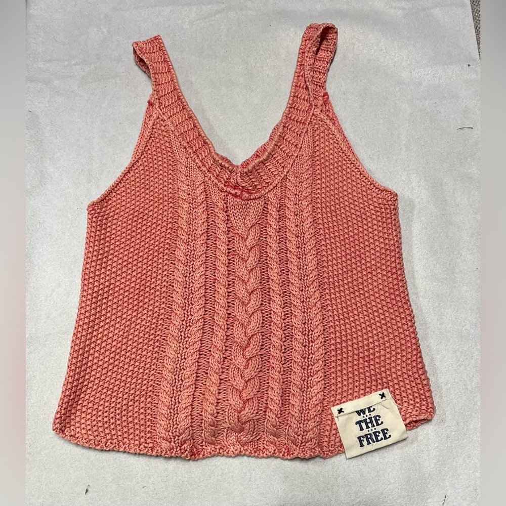 We The Free Coral Cable Knit Tank Top
